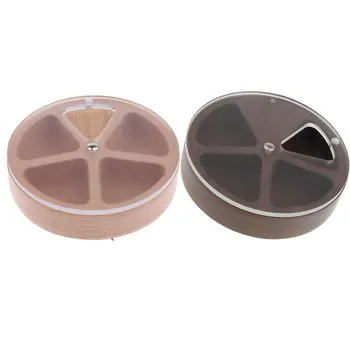 

Wooden Dampproof Pill Organizer Case Medicine Box Storage Container - Round - 4 Grids Compartments - for Home or Travel