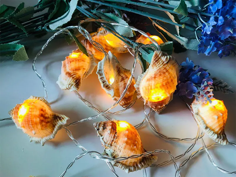 Conch LED Garland String Lights Warm White Fairy Garland Christmas Lights String Battery Power LED String Lighting for Home