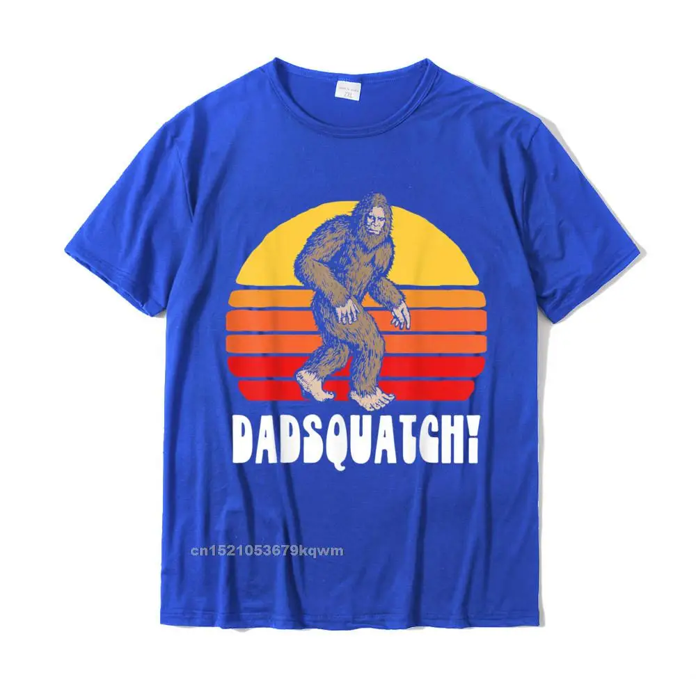 Simple Style Custom T Shirts Designer Thanksgiving Day Short Sleeve Crew Neck T Shirt Cotton Men's Geek Tops Shirt DadSquatch! Funny Bigfoot Sasquatch Dad 80s Sunset Retro T-Shirt__3946 blue
