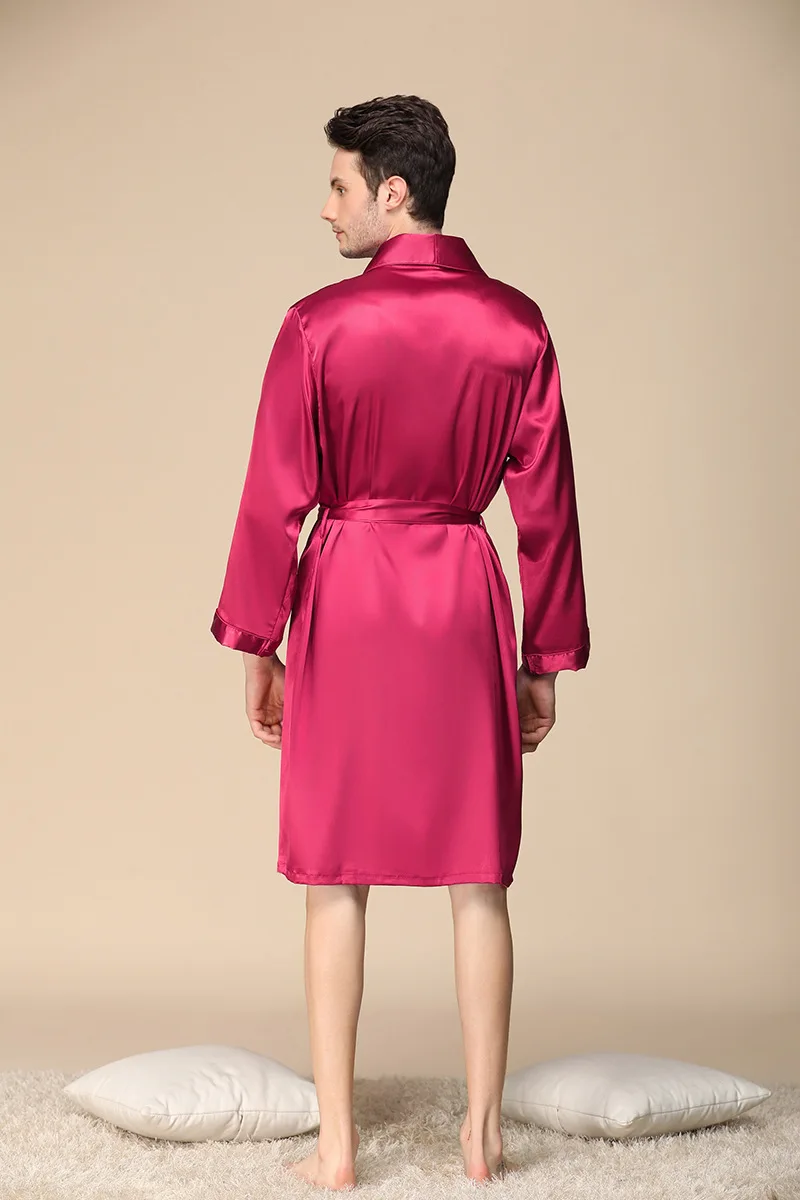 Luxury Designer Men's Silk Kimono Robe Plus 5XL Long Sleeve Sleepwear Bathrobe Oversized Satin Nightgown Summer Home Clothing red and black pajama pants
