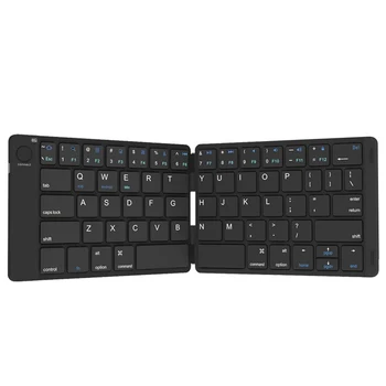 

Pocket Size Outdoor Travel Ultra-thin Rechargeable Desktop Bluetooth Keyboard Wireless Black Leather Cover Foldable For Windows