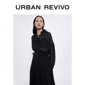 

URBAN REVIVO Women Youth Summer Turtleneck Blouse Puffed Sleeve YV10S2CN2005