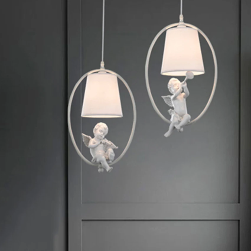 

Warm American Style Led Pendant Lights White Iron Dining Room Restaurant Bedroom Coffee Shop Living Room Luminaire Lighting