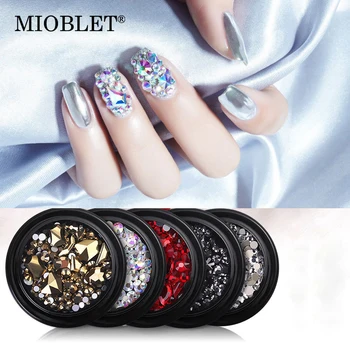 

1 Box Mixed Nail Art Rhinestones 3D Glass Nail Crystal Beads Manicure Chameleon Stones Clear AB Diamond Gem DIY Nail Decorations