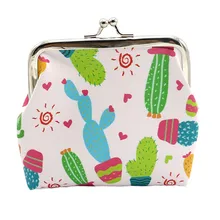 Женский милый кошелек для девочек, модный кошелек для монет, кошелек с принтом кактуса, мешочек для ключей, сумка для ключей