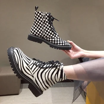 

Ladies Boots Fashion Genuine Leather Boots Women Round Toe Lace Up Designer Boots Women Shoes Fall Punk Flat Boots Women's Sho