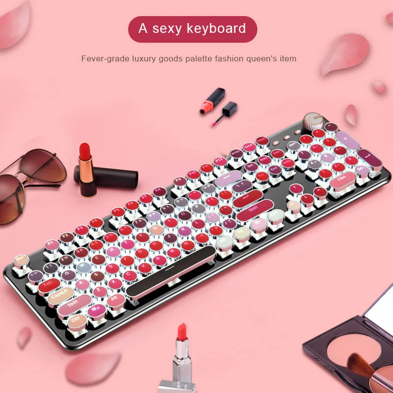

2019 Vintage Punk Style Keyboard 104 Keys Mechanical Keyboard Gaming PC Accessories for Computer Laptop Teclado Mecanico H-best