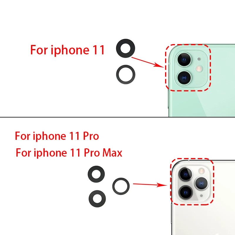 Cache Objectif Arrière De Rechange Pour IPhone 11 Pro - Avec Colle Pré-installée, Protection Caméra