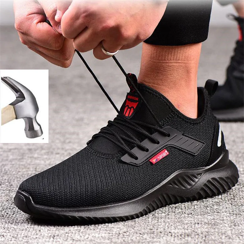 Zapatos de seguridad con punta de acero para hombre, botas de seguridad a prueba de perforaciones, zapatillas industriales antideslizantes transpirables, otoño 2020