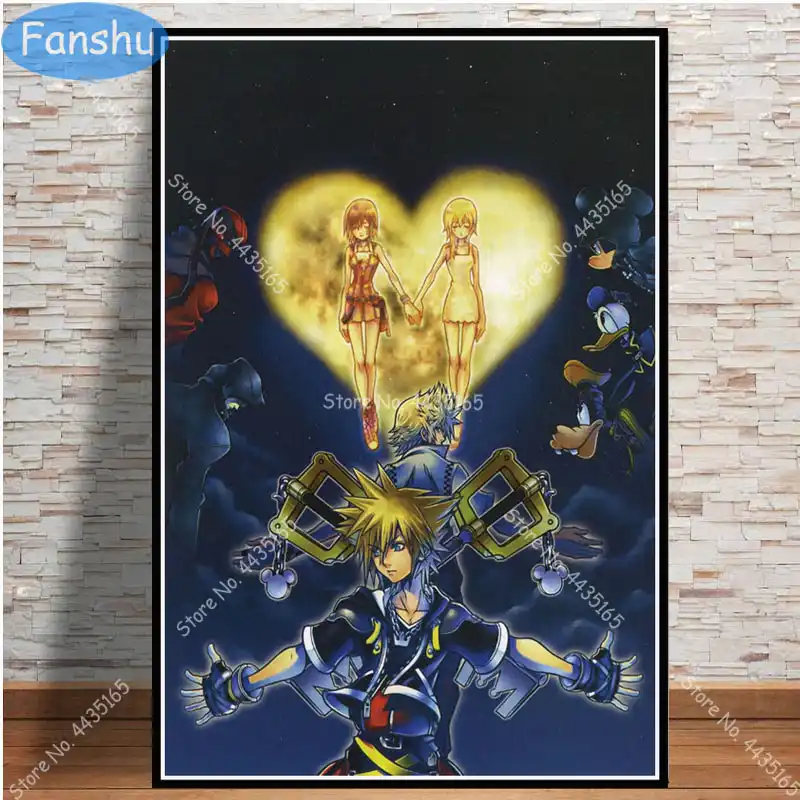 Poster De Arte De Kingdom Hearts Posteres E Impresiones De Dibujos Animados De Anime Decoracion De Arte De La Pared Pintura En Lienzo Art Deco Para Habitacion De Ninos Pintura Y Caligrafia