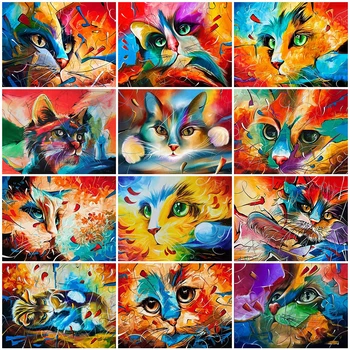 

Evershine 5D Diamond Painting Cat Cross Stitch Full Square Round Diamond Embroidery Animal Rhinestone Picture Wall Decoration