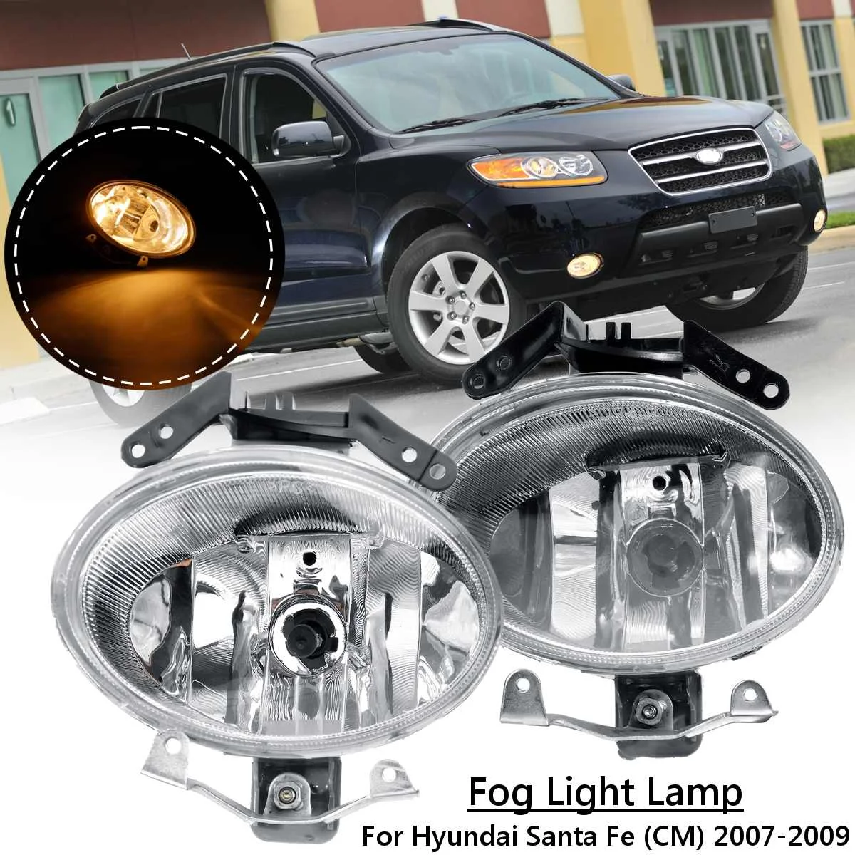 

Car Styling Yellow Front Fog Lights for Hyundai Santa Fe (CM) 2007 2008 2009 Pre-facelift 12V Halogen Driving Fog Lamps