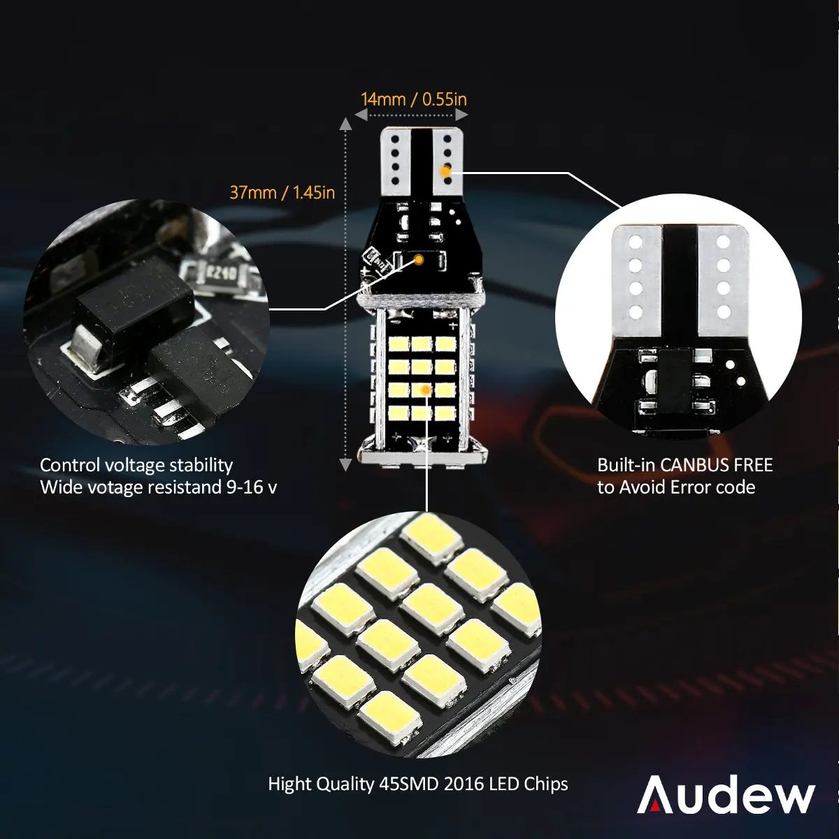 Audew LED ڵ ׸  , ,  ȣ , T10, C5W, T15, 912 921  , ڵ 12V, 16 