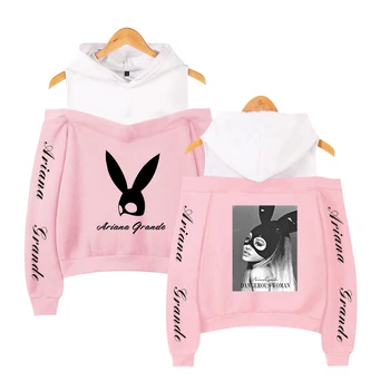 

2019 Ariana Grande Hooded Sweatshirt printing Women's hip hop casual long-sleeved off-shoulder Ariana Grande Hoodies for women