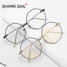 Акула парус, трендовые женские очки, оптическая оправа, металлические круглые очки, унисекс, лучи, радиационные очки, оправа, анти-синий светильник, очки