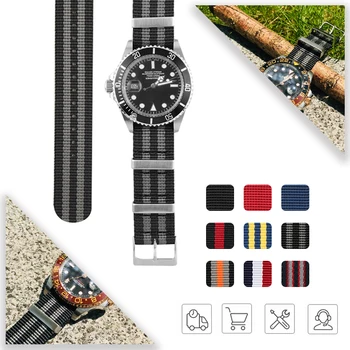 

19mm 20mm 21mm 22mm Nato Sports Belts WatchBand Bracelet for Huawei Gt Gmt Submarine Strap Nylon Watchbands Colorful Watch Tools