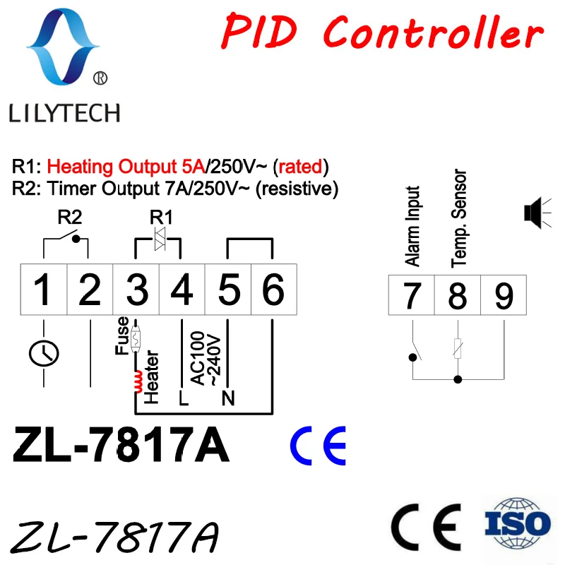 ZL 7817A PID регулятор температуры термостат со встроенным SSR 100 240Vac источник питания CE