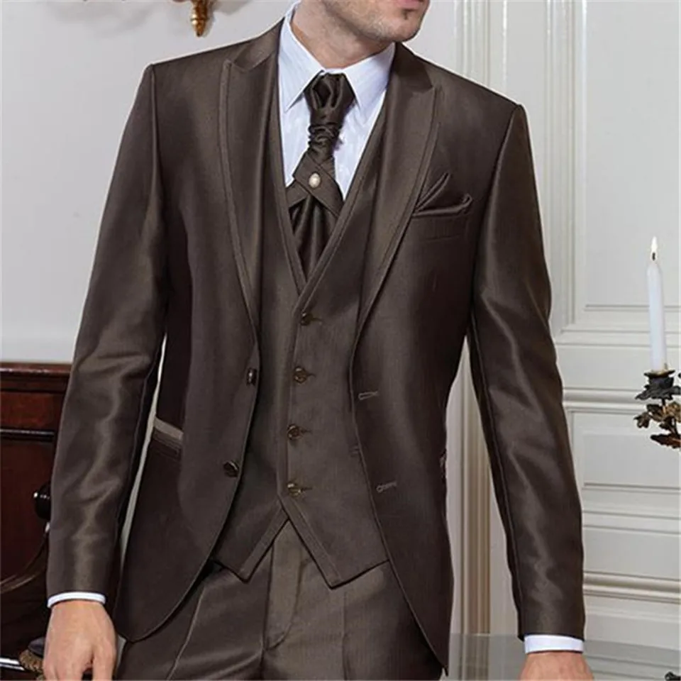 Классический мужской костюм смокинг Noivo Terno Slim Fit Easculino вечерние костюмы для мужчин две кнопки коричневый Жених Смокинги Женихи мужские пр