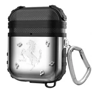 silver black Модный разноцветный антиосенний силиконовый и металлический чехол для наушников airpods 1/2 с карабином - Цвет: silver black