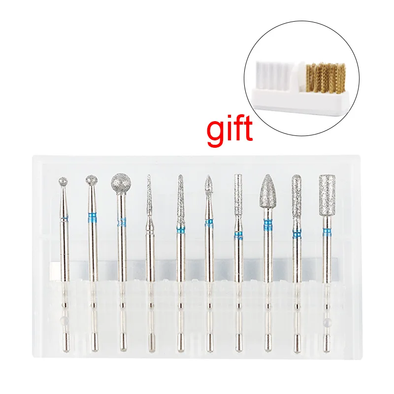 

Diamond Cuticle Nail Drill Bits Set 10pcs For Acrylic Gel Nails Prep Nail Art Tools For Manicure Pedicure 3/32''(2.35mm)