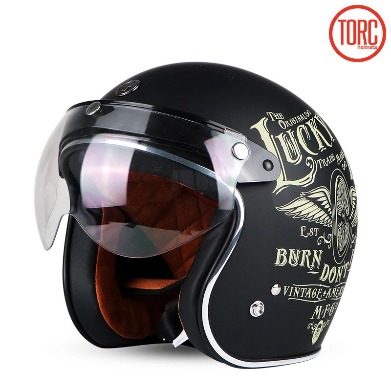 

Motorcycle 3/4 Open Face Vintage Helmet Street Cafe Racer for Halley Moto Casco Summer DOT Matte Black