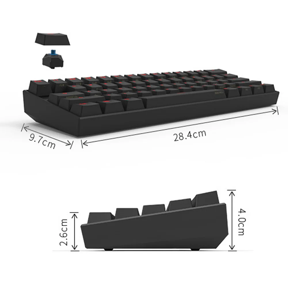 Механическая клавиатура Bluetooth 4,0 тип-c RGB 61 клавиша Механическая игровая клавиатура Вишневый переключатель kailh