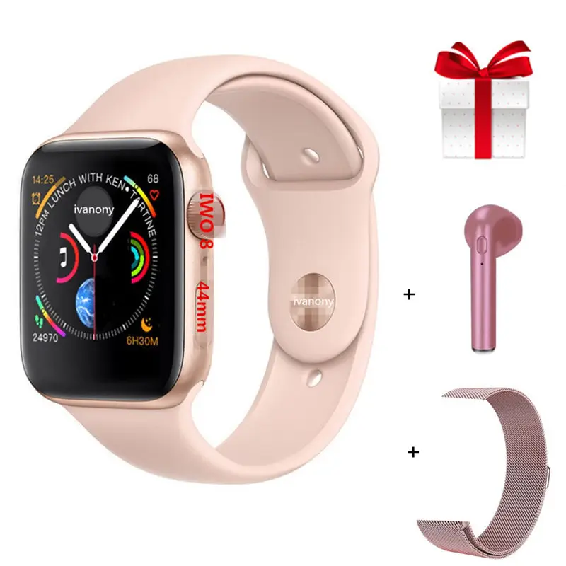 Bluetooth Смарт Браслет для проверки сердечного ритма 8 1:1 SmartWatch 44 мм чехол для Apple iOS Android телефон сердечного ритма ЭКГ-шагомер PK IWO 6 7 IWO Lite