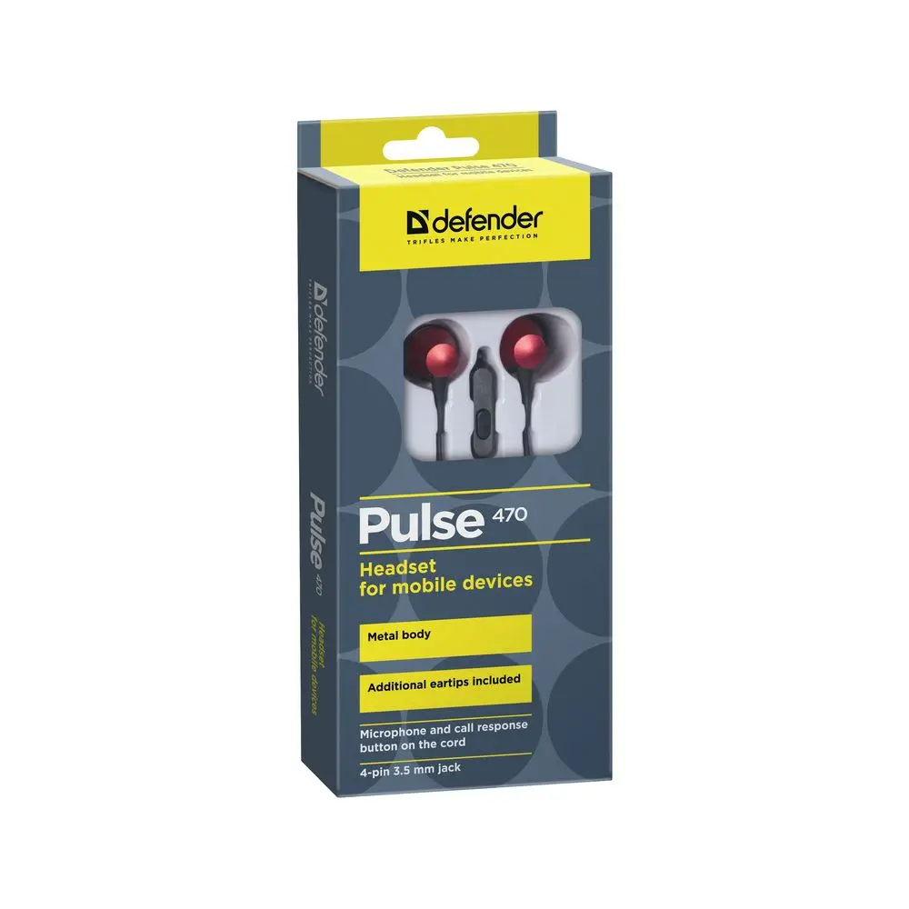 Гарнитура Defender Pulse 470 черный+красный, вставки