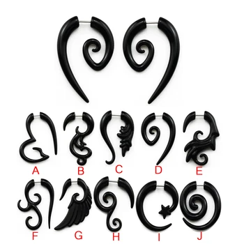 

2Pcs Black Acrylic Fake Spiral Ear Taper Plug Gauges Twist Expanders Earring Cheater Stretchers Body Piercing Jewelry