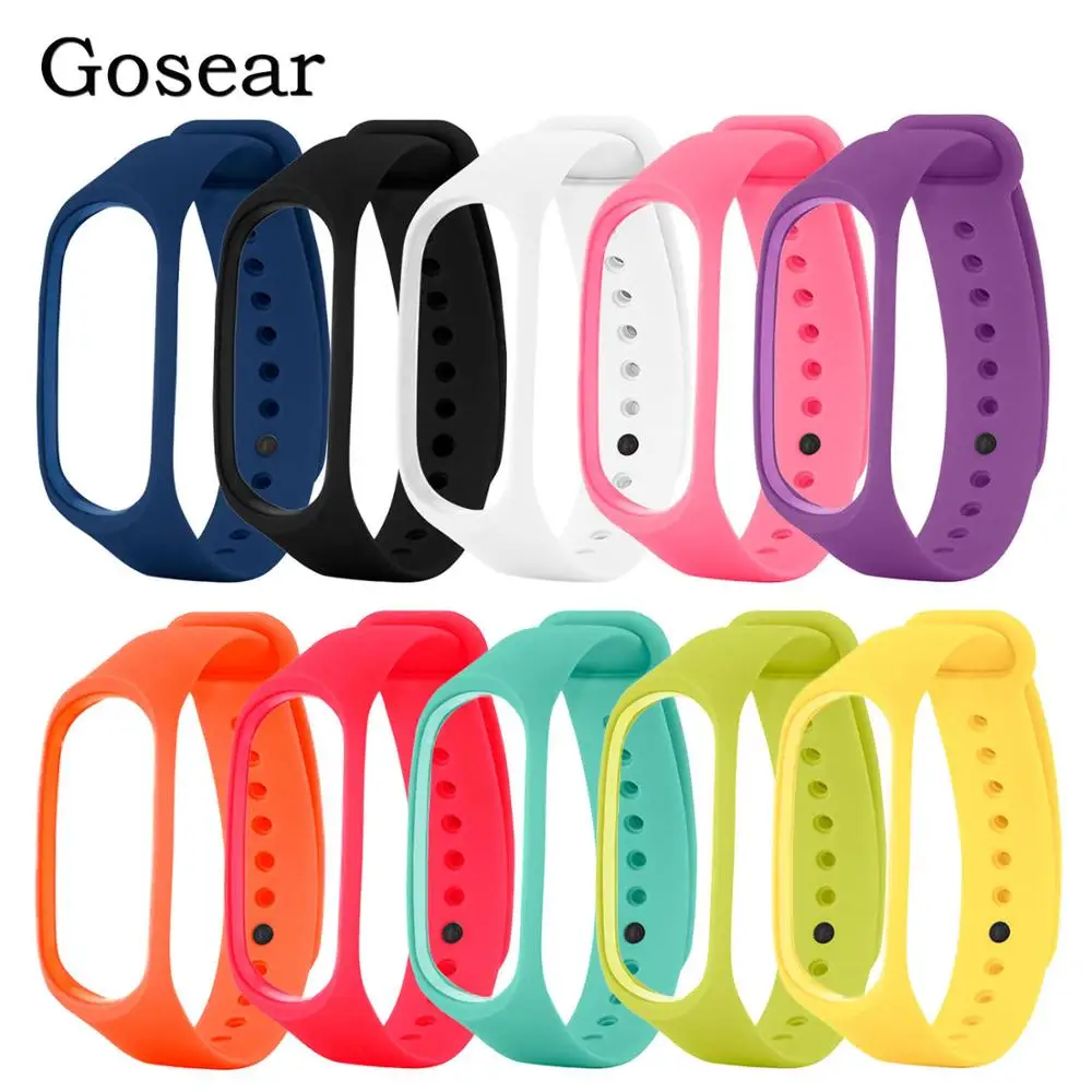 Силиконовый ремешок Gosear для Xiaomi 3 4 Xiomi Xiao Mi Band Band3 Band4 correa 10 шт.
