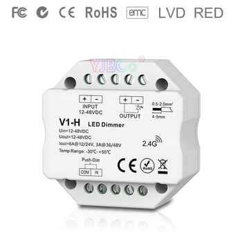 

V1-H 2.4G RF single color Led dimmer Push DimStep-less dimming led Controller for single color led strip DC 12V 24V 36V 48V