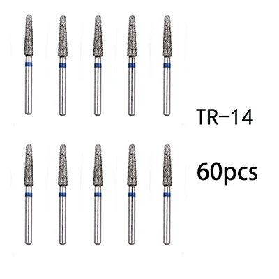 60 шт. Стоматологические алмазные боры дрель стоматология высокоскоростной Наконечник Ручка диаметр 1,6 мм стоматологический инструменты BR31 BR45 BR46 TR13 TR14 TF11 - Цвет: 60 pcs TR-14