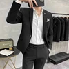 Men's Suit Jacket with Pant Formal Slim Fit Business Work Wedding Stage Tuxedo Fashion Best Men Social Dress Suit 2 Pieces Sets 3