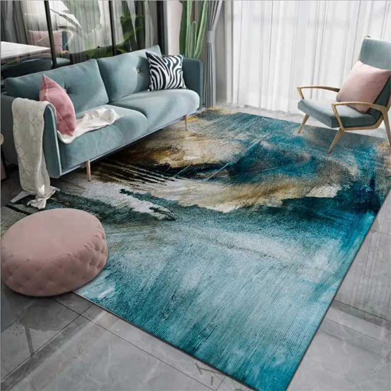 Area Rug for Living Room Abstract Landscape Oil Painting Blue Pattern Carpet Bedroom Carpet Living Room Table Accessories