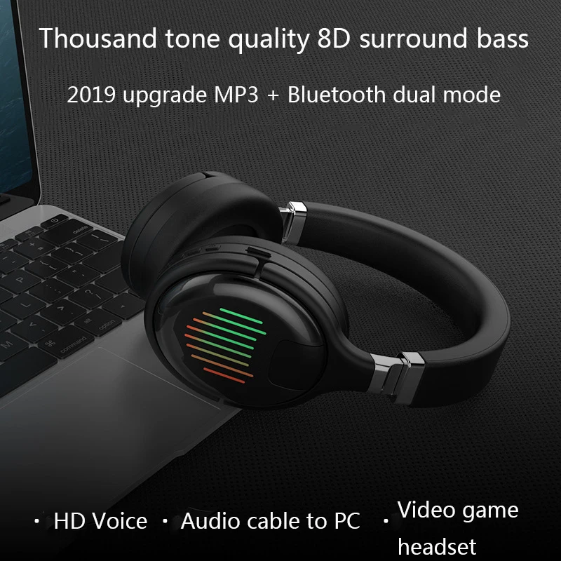 True 3D стерео Bluetooth гарнитура складные беспроводные Игровые наушники с микрофоном FM TF карты наушники с шумоподавлением