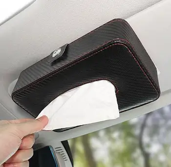 

Double Use Car Carbon Fiber Armrest Seat Back Leather Tissue Box Car Napkin Holder Paper Towel Box Fit For BMW Ford Passat