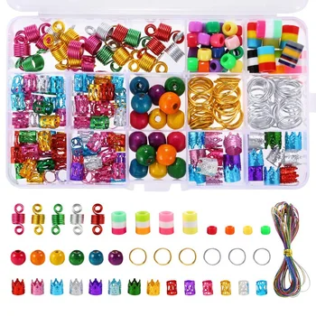 

272 Pieces Colorful Dreadlocks Beads DIY Hair Braid Accessories with Braid Rings Hair Hoops, Hair Clips, Wood Beads and Colorful