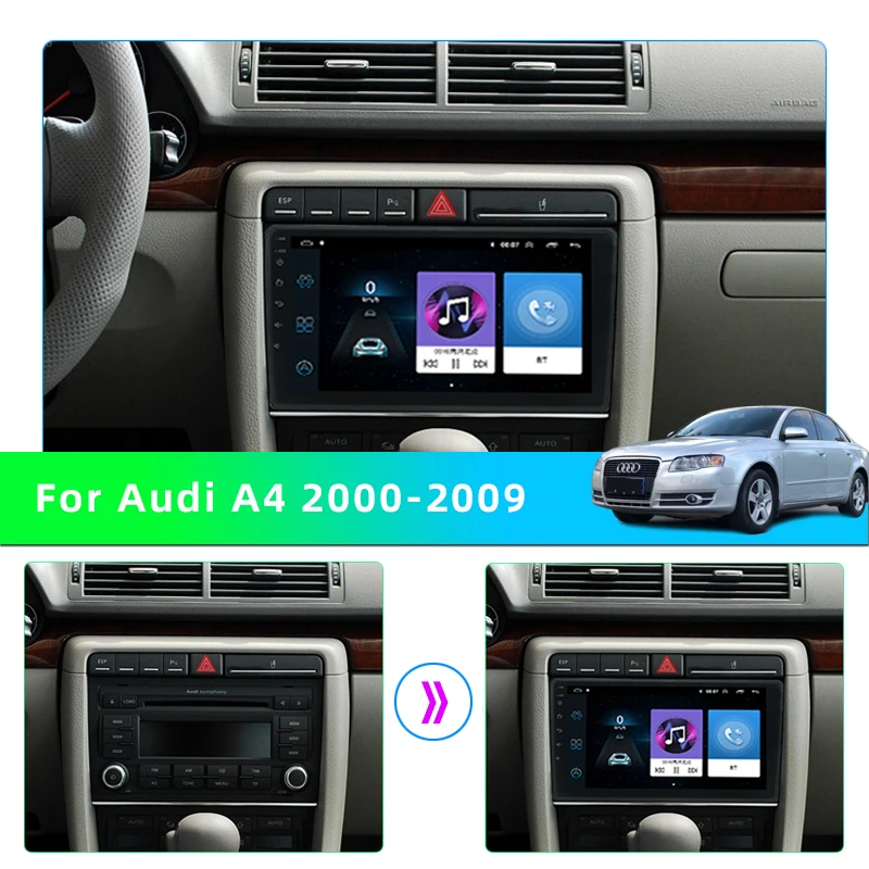 LUBELA-9 inch 2din Android car radio GPS navigation multimedia video player with bluetooth stereo receiver audio for Audi A4 B6 car stereo