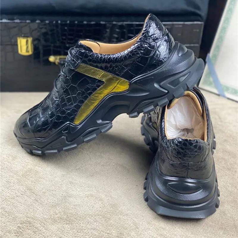 LOUIS VUITTON Black Croc Leather Men Sneaker