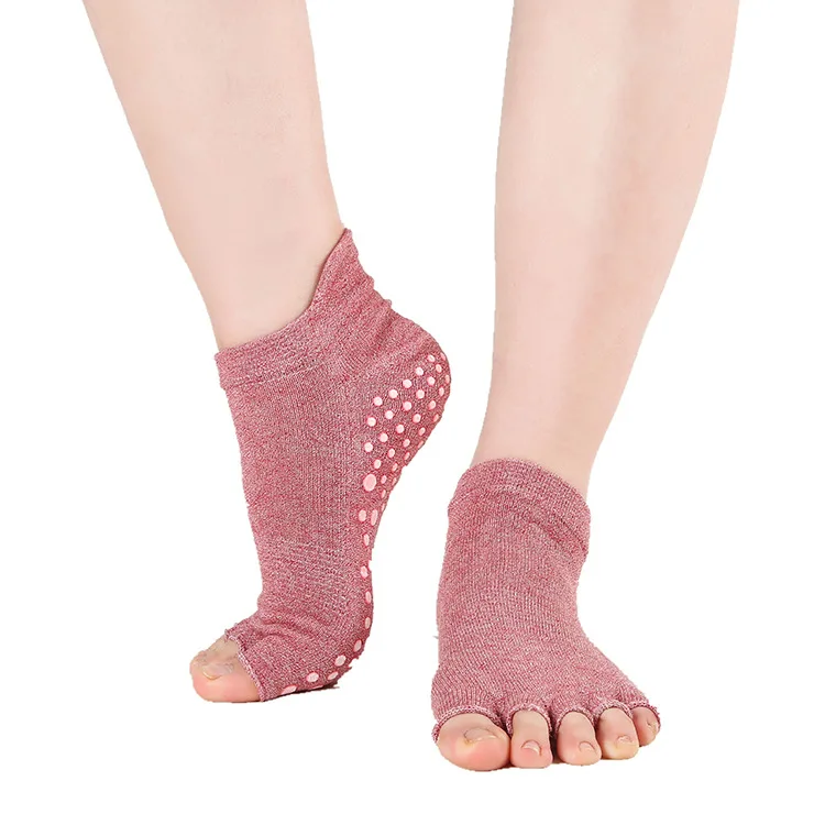 Высококачественные однотонные носки для йоги от производителя, носки для пилатеса, противоскользящие носки, носки для йоги с открытым носком и пятью пальцами