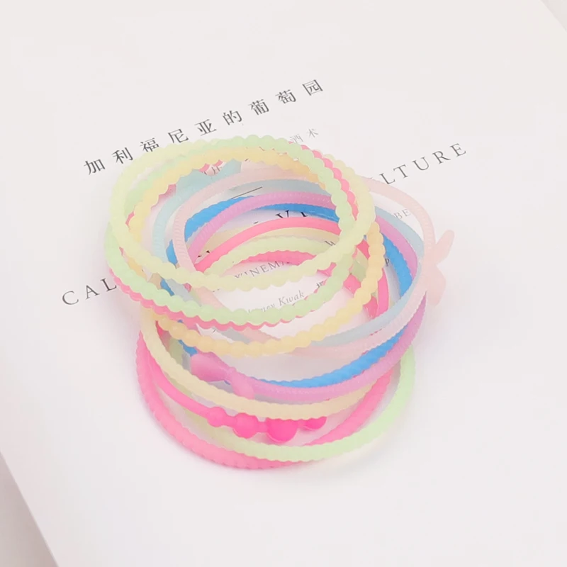 Pulseras luminosas fluorescentes de neón, banda de goma para el pelo,  brazaletes Unisex, MB01, envío directo