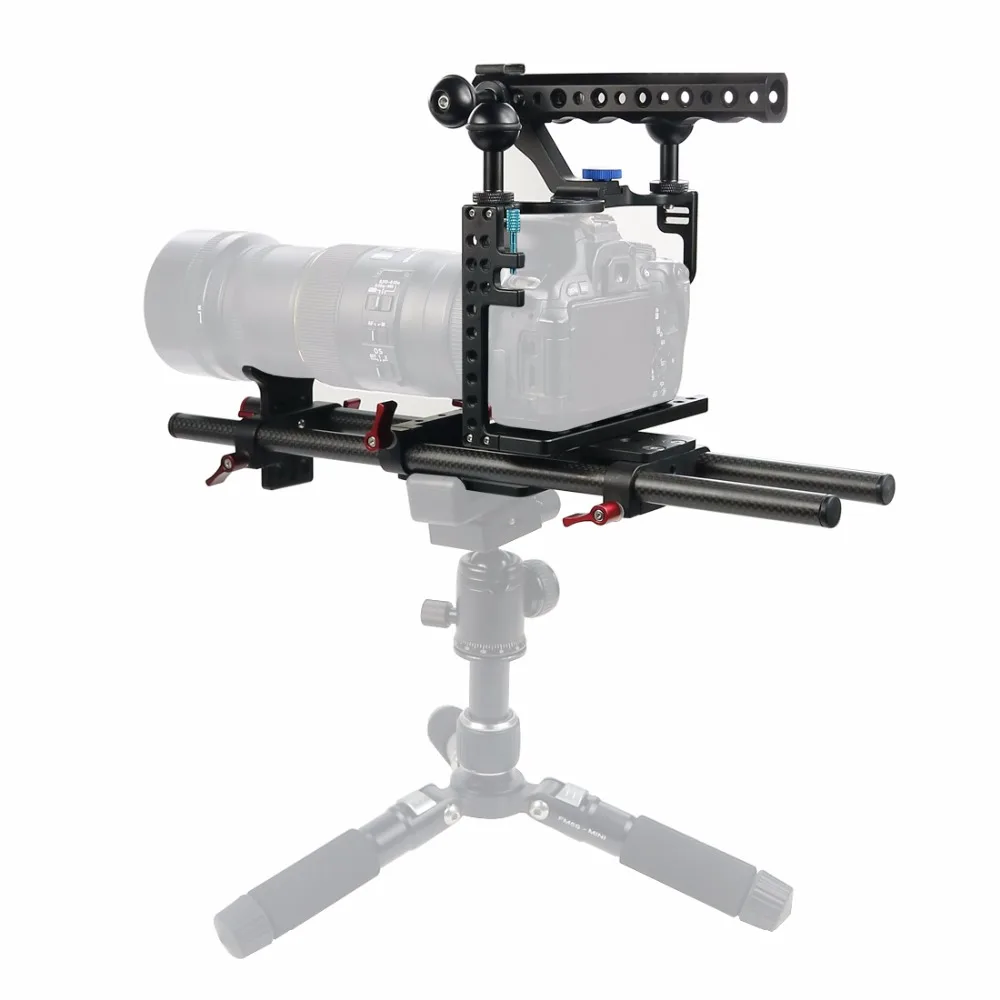 BGNing алюминиевая клетка для SLR камеры для GH4/GH5, подставка для объектива с кронштейном w/25 см, 40 см, карбоновый зажим для штанги, комплект для крепления Railblock