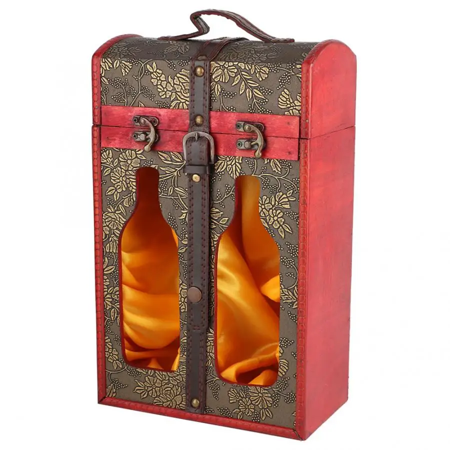 Ретро Винтаж портативный полый деревянный 2 Чехлы для бутылок красного вина Подарочная коробка для хранения украшения высокого качества красное вино подарочная упаковка коробка