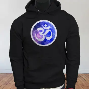 

AUM Buddhist Zen INDIA OM Hindu Yoga Galaxy Mens Black Hoodie
