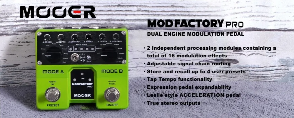 MOOER Mod Factory Pro Guitar Effect Pedal 2 отдельные модули обработки 16 эффектов модуляции двойная педаль