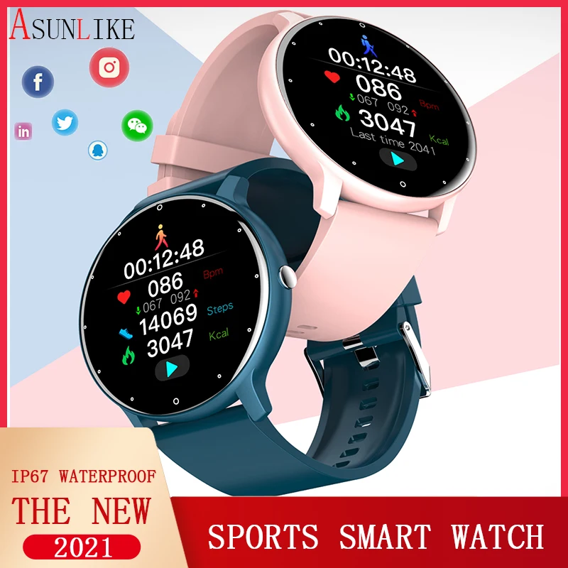 Reloj inteligente deportivo para hombre y mujer, pulsera con control del ritmo cardíaco y de la presión sanguínea, resistente al agua, para iOS y Android