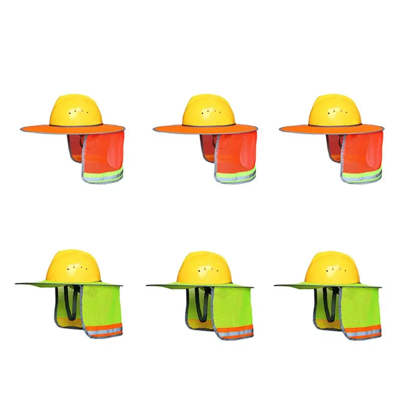 

Free Shipping Sunshade Outdoor Construction Safety Hard Hat Sun Shade Neck Shield Reflective Stripe Protective Helmets Shield
