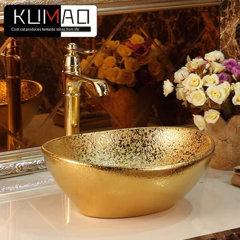 

Ceramic Gold Game Gold Counter Basin Art Basin European KTV Bar Bathroom Inter-Platform Basin Washbasin Hand Washing Sink