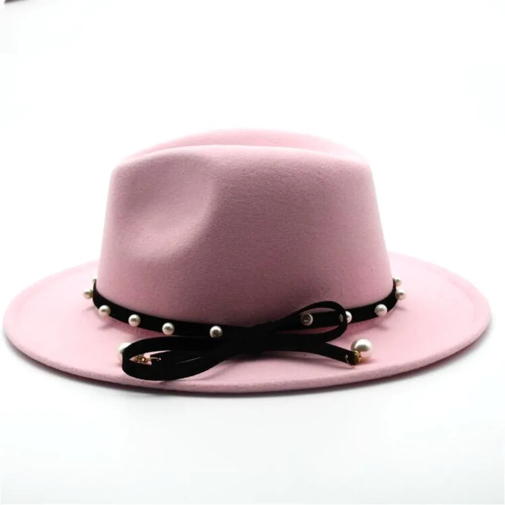 Модная женская и Мужская шерстяная шляпа Fedora с заклепками в стиле панк, элегантные женские вечерние шляпы, шляпа с бантиком, размер 56-58 см