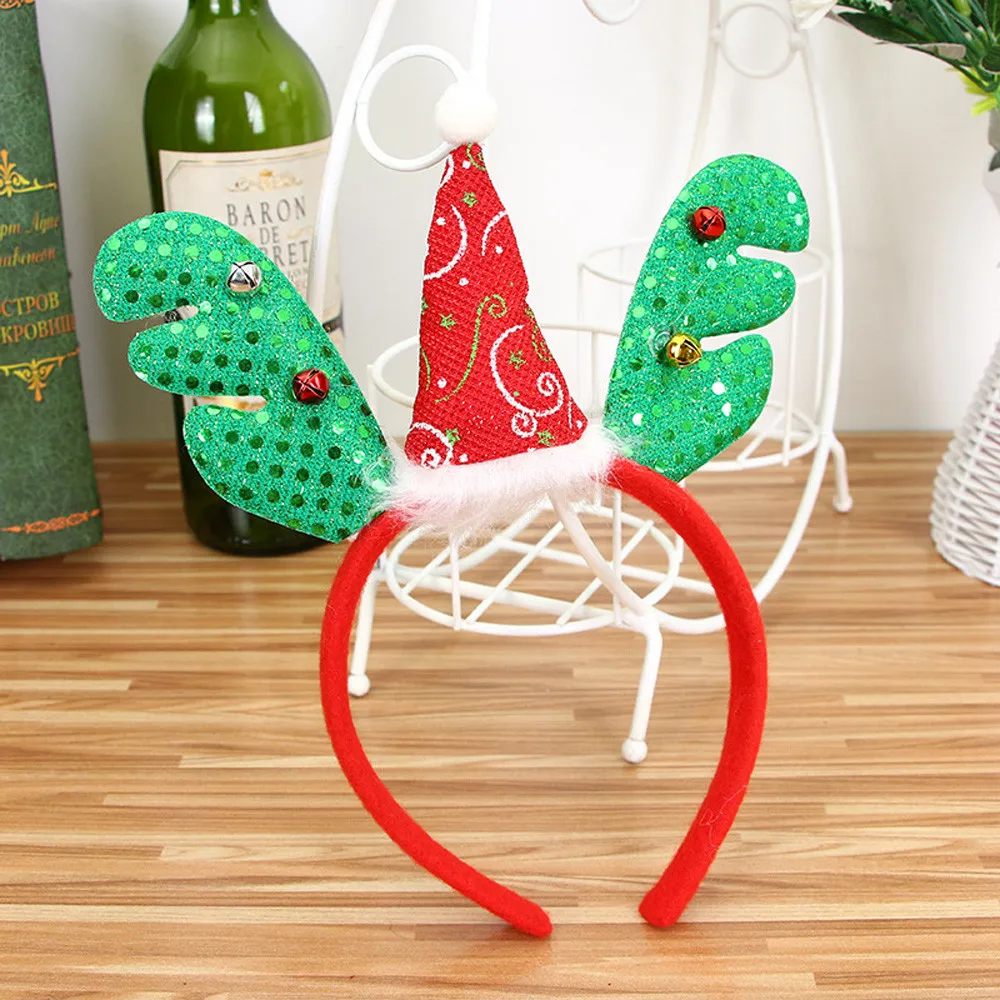 Christmas Headband Hot Christmas Headband Santa Xmas Party Decor Double Hair Band Clasp Head Christmas Gift Home Decoration
